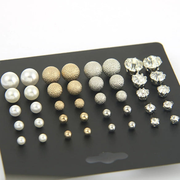 Alloy Pearl Zircon Earrings For Women Electroplating Jewelry