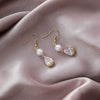 Alloy Pearl Zircon Water Drop Earrings With Electroplating Process