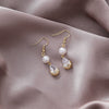 Alloy Pearl Zircon Water Drop Earrings With Electroplating Process