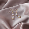 Alloy Pearl Zircon Water Drop Earrings With Electroplating Process
