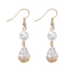 Alloy Pearl Zircon Water Drop Earrings With Electroplating Process