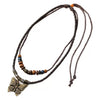 Alloy Pendant Butterfly Necklace Retro Braided Rope Handmade Beaded Multi Layer Unisex