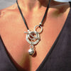 Alloy Pendant Leather Wax Thread Chain Geometric Minimalist Design Electroplating Fashion Necklace