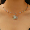 Alloy Pendant Necklace Electroplating Minimalist Style Sunflower Flame Design Unisex