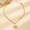 Alloy Pendant Necklace Electroplating Minimalist Style Sunflower Flame Design Unisex