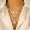 Alloy Pendant Necklace Electroplating Minimalist Style Sunflower Flame Design Unisex