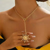 Alloy Pendant Necklace Electroplating Minimalist Style Sunflower Flame Design Unisex