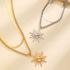 Alloy Pendant Necklace Electroplating Minimalist Style Sunflower Flame Design Unisex
