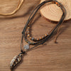 Alloy Pendant Necklace Retro Braided Rope Handmade Beaded Multi Layer Unisex Accessories