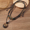 Alloy Pendant Necklace Retro Braided Rope Handmade Beaded Multi Layer Unisex Accessories