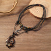 Alloy Pendant Necklace Retro Braided Rope Handmade Beaded Multi Layer Unisex Accessories