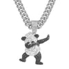 Alloy Pendant Necklace With Diamondencrusted Geometric Dancing Panda Design For Men