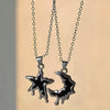 Alloy Pendant Necklace With Irregular Lava Moon Star Design Electroplated For Women