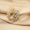 Alloy Peony Feather Flower Brooch With Electroplating For Women