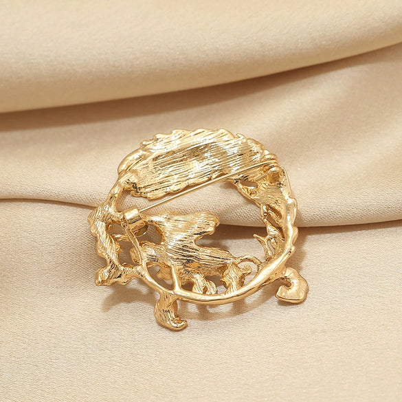 Alloy Peony Feather Flower Brooch With Electroplating For Women