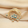 Alloy Peony Feather Flower Brooch With Electroplating For Women