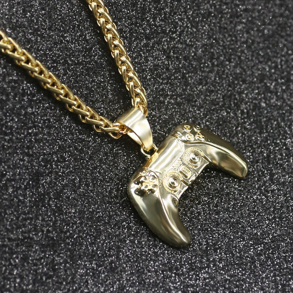 Alloy Personality Geometric Game Pendant Electroplated Unisex Hiphop Necklace With Twist Chain