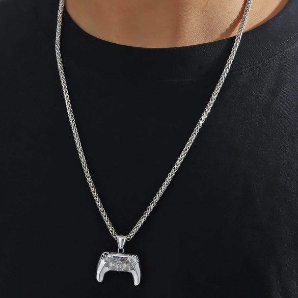 Alloy Personality Geometric Game Pendant Electroplated Unisex Hiphop Necklace With Twist Chain