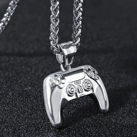 Alloy Personality Geometric Game Pendant Electroplated Unisex Hiphop Necklace With Twist Chain