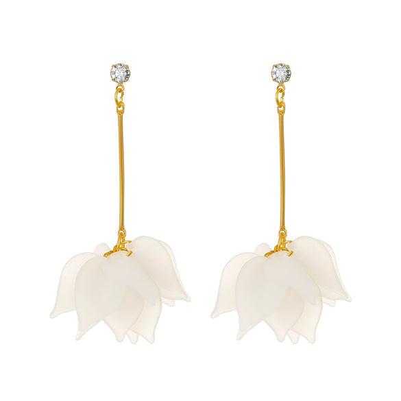 Alloy Petal Lotus Flower Long Tassel Women's Earrings With Electroplating