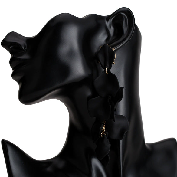 Alloy Petals Pattern Spraypainted Multilayer Tassel Earrings For Women