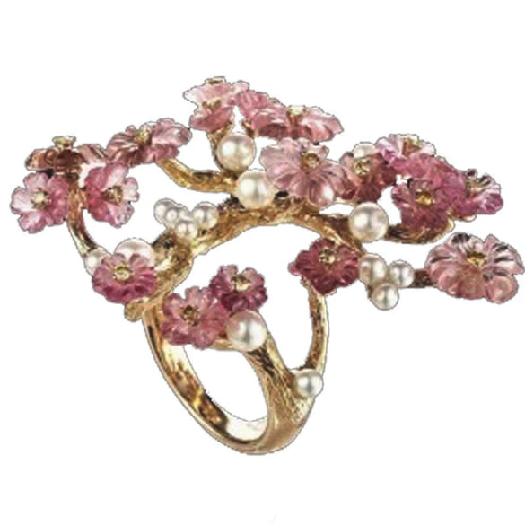 Alloy Pink Wintersweet Flower Design Electroplated Women's Ring