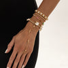 Alloy Plated Starfish And Scallop Shell Imitation Pearl Chain Finger Bracelet With Colorful Rhinestone Details