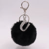 Alloy Plush Key Chain With Diamondencrusted English Letter And Fur Ball Modern Simplicity Style