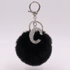 Alloy Plush Key Chain With Diamondencrusted English Letter And Fur Ball Modern Simplicity Style