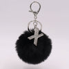 Alloy Plush Key Chain With Diamondencrusted English Letter And Fur Ball Modern Simplicity Style