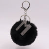 Alloy Plush Key Chain With Diamondencrusted English Letter And Fur Ball Modern Simplicity Style