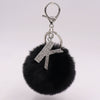 Alloy Plush Key Chain With Diamondencrusted English Letter And Fur Ball Modern Simplicity Style