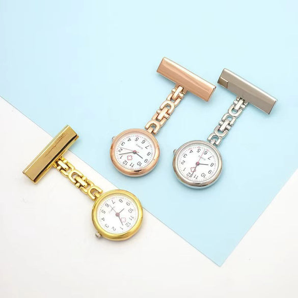 Alloy Pocket Watch For Women And Students With Engraving Round Dial Medical Style