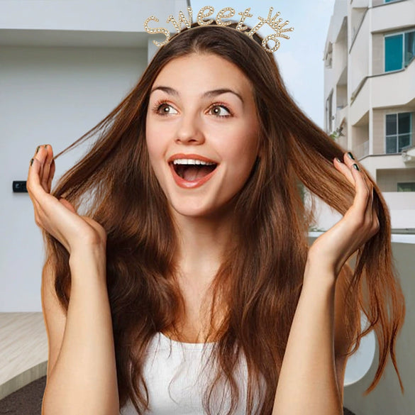 Alloy Point Drill Alphabet Headband For Female