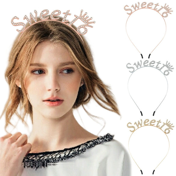 Alloy Point Drill Alphabet Headband For Female