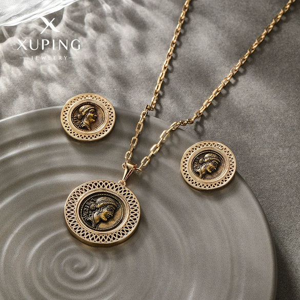 Alloy Portrait Geometric Jewelry Set With Electroplating Necklace And Earrings
