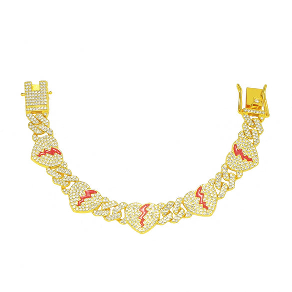 Alloy Punk Geometric Diamond Cuban Chain Necklace For Men