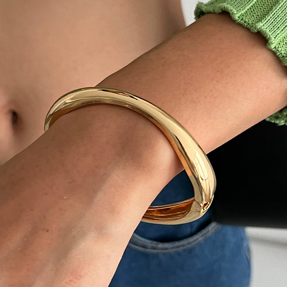 Alloy Punk Geometric Electroplated Wide Open Bracelet For Women