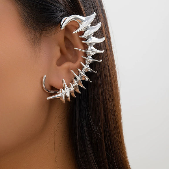 Alloy Punk Style Electroplated Bone Thorn Ear Clip Jewelry