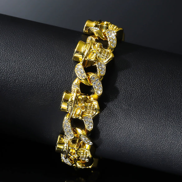 Alloy Punk Style Skull Geometric Hiphop Electroplated Unisex Bracelet