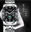 Alloy Quartz And Mechanical Wrist Watch Round Dial Pointer Display Mineral Strengthened Glass Mirror For Men