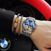 Alloy Quartz And Mechanical Wrist Watch Round Dial Pointer Display Mineral Strengthened Glass Mirror For Men