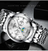 Alloy Quartz And Mechanical Wrist Watch Round Dial Pointer Display Mineral Strengthened Glass Mirror For Men