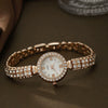 Alloy Quartz Bracelet Watch With Round Diamond For Female Compact Exquisite And Leisure Style Jewelry Set