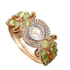 Alloy Quartz Watch With Diamond Decoration And Hollow Bracelet For Women Fashion Style Round Dial