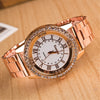 Alloy Quartz Watch With Roman Numerals And Full Diamond Round Dial Stainless Steel Strap For Men And Women