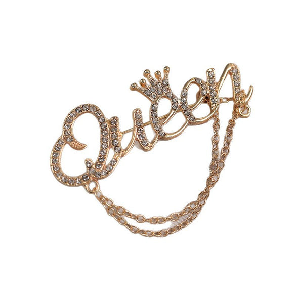 Alloy Queen Shape Electroplated Minimalist Women's Chain Brooch