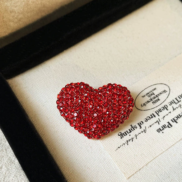 Alloy Red Love Shaped Brooch For Women With Electroplating Design