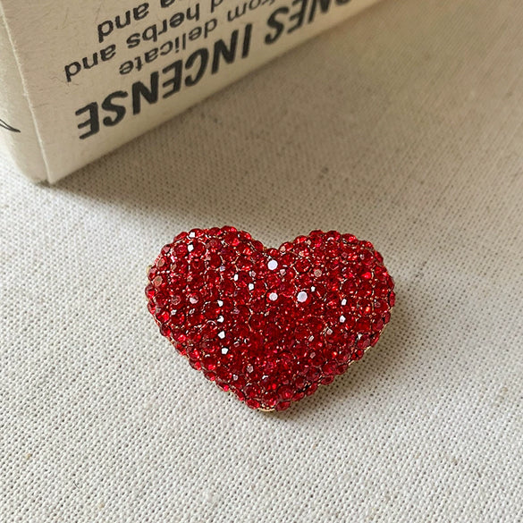 Alloy Red Love Shaped Brooch For Women With Electroplating Design