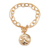 Alloy Retro Baroque Pearl Embossed Coin Like Geometric Bracelet
